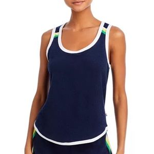 Sol Angeles Womens Size XS Rio Stripe Terry Tank Navy Blue White 100% Cotton